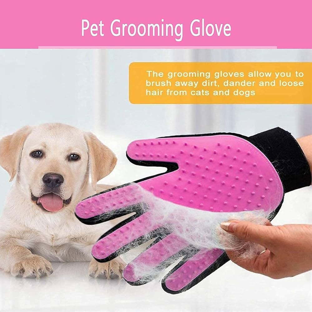 Pet Dog Cat Grooming Glove, Gentle Deshedding Brush Glove, Efficient Pet Hair