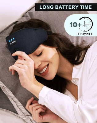 LC-dolida Bluetooth sleep mask headphones in black with 3D deep eye mask design, providing 200% blackout and comfortable fit.