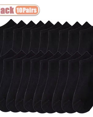 10 pairs of Problems Solved men's no-show trainer socks made of breathable cotton, low-cut ankle design for comfy everyday wear.