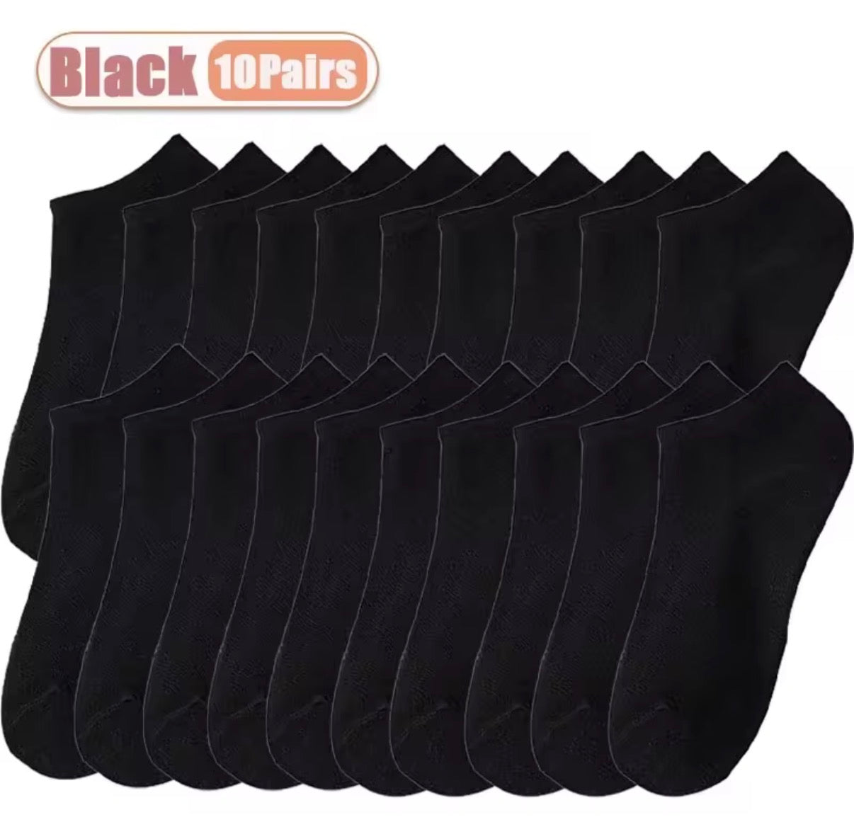 10 pairs of Problems Solved men's no-show trainer socks made of breathable cotton, low-cut ankle design for comfy everyday wear.