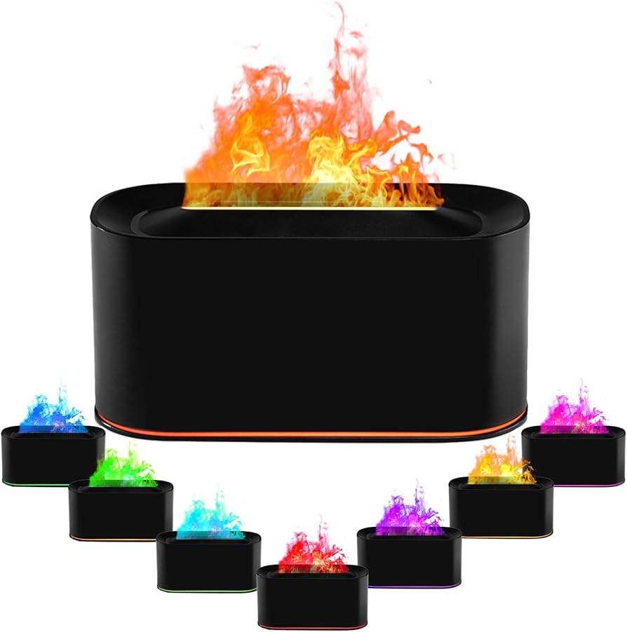 Essential Oil Diffuser, Upqrade 7 Colour Lights Flame Aromatherapy Diffuser, Oil