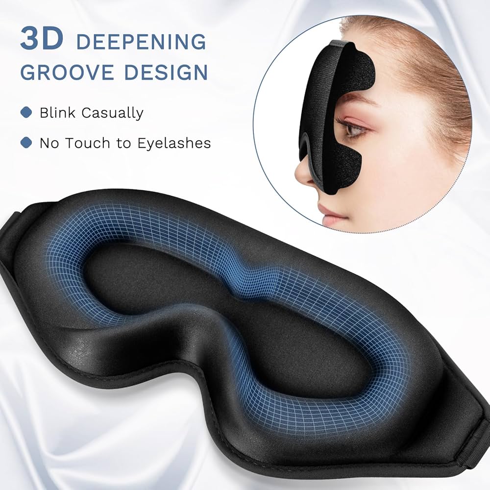 Problems Solved 99% fully block out light eye sleep mask with 3D deep contoured eyes cover for comfortable, light-proof sleep.