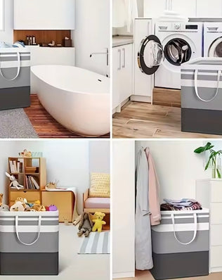 Extra Large Waterproof Laundry Hamper with Extended Handle - Foldable