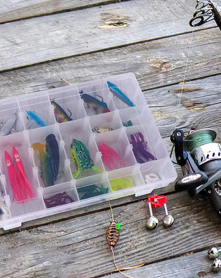 Transparent Plastic Storage Box by Problems Solved with multiple compartments for organizing small items and accessories.