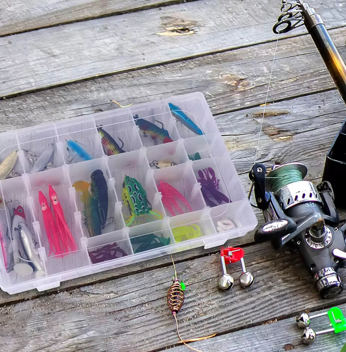 Transparent Plastic Storage Box by Problems Solved with multiple compartments for organizing small items and accessories.