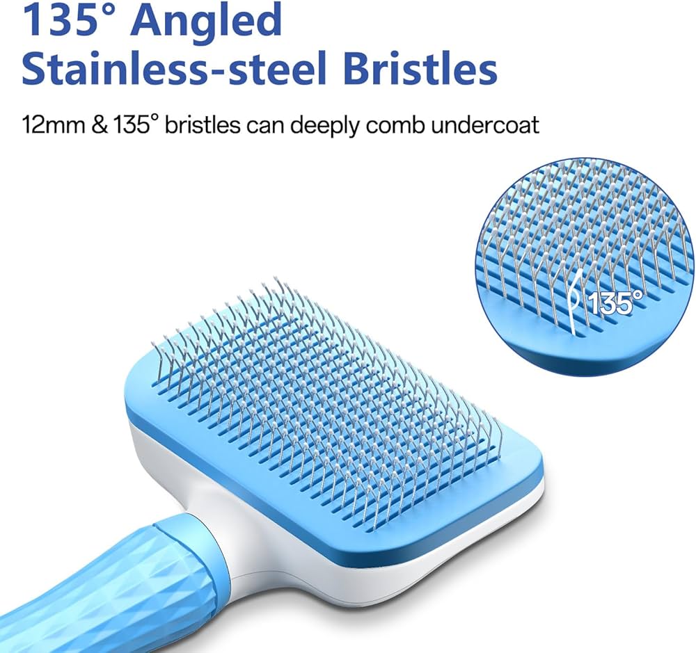 Cat Brush for Long and Short Hair Cats, Self-cleaning Dog Brush for Shedding