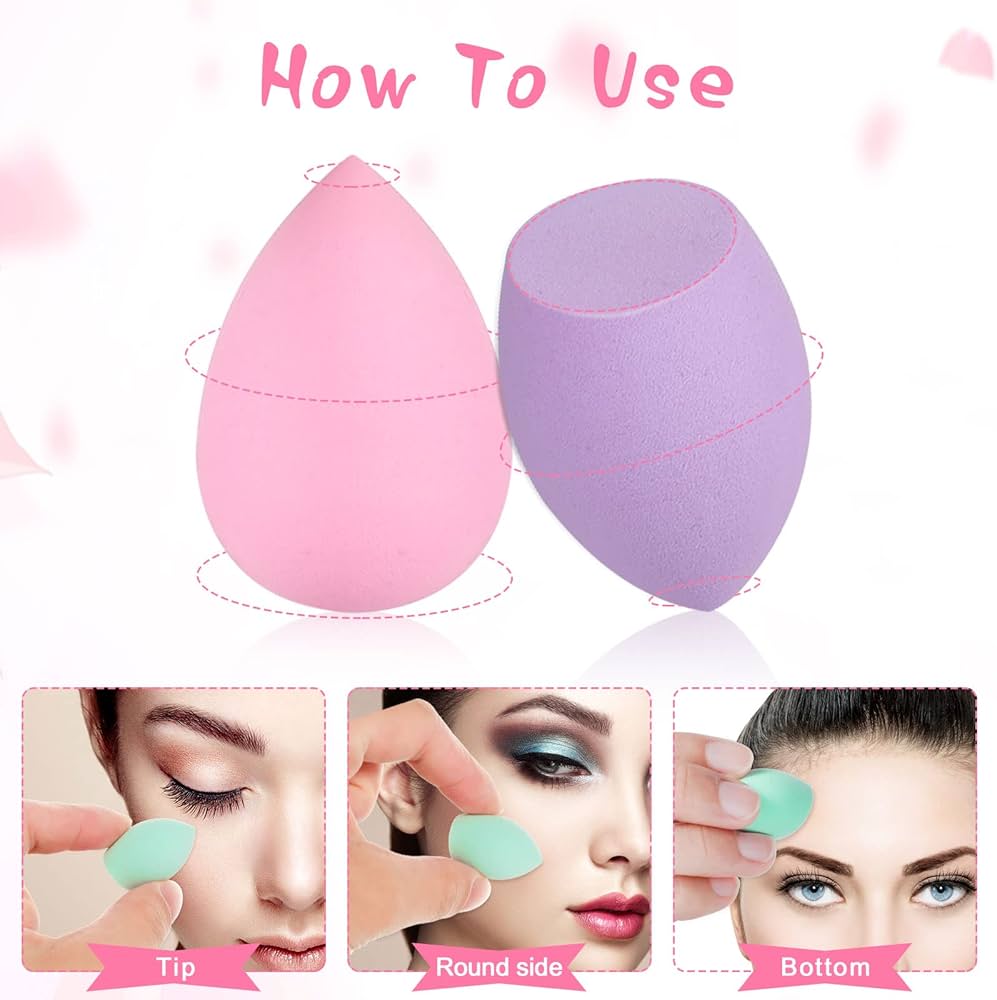 Set of 40 colorful mini Beauty Solved makeup sponges, professional beauty blenders for flawless makeup application.