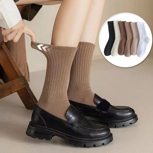Six pairs of Problems Solved women's cotton crew ankle socks, breathable and comfortable for everyday wear.