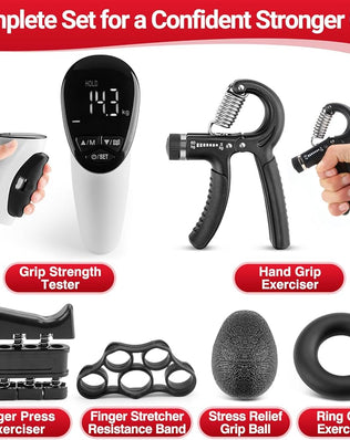 Grip Strength Tester & Grip Strength Trainer Kit, Hand Grip Dynamometer Forearm