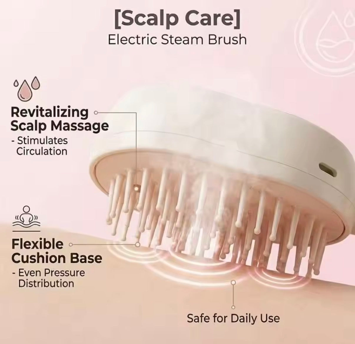 Electric Spray Air Massage Comb, Anti-Tangle & Essential Oil Mist Hair Straightener Brush
