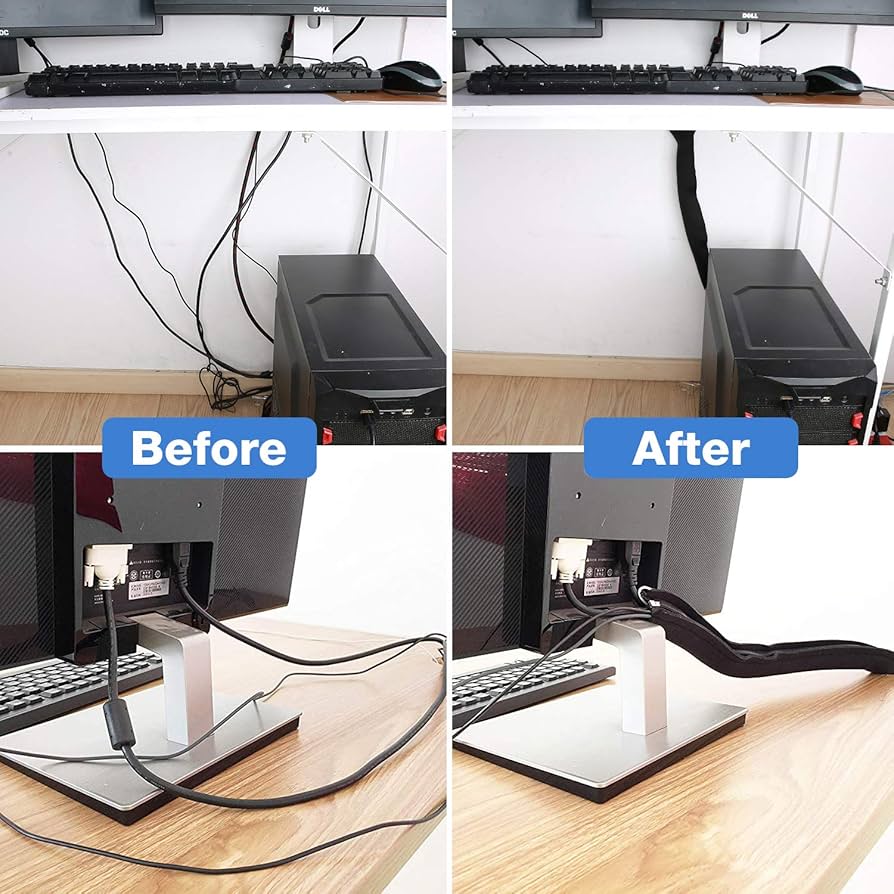 [4 Pcs] Cable Tidy Management Sleeve, 50 cm long, Wire Hider Cord Organizer