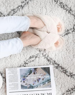 Women's Fluffy Cross Band House Slippers Fuzzy Open Toe Slippers Slip-on Cosy Plush