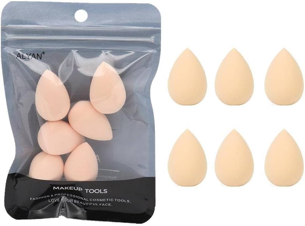Problems Solved 6-pack mini makeup sponge set with small beauty blenders for foundation and powder application.