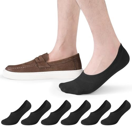 Six pairs of Problems Solved no show invisible cotton loafers socks for unisex size L, ultra-low and hidden beneath shoes