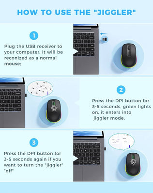 Problems Solved wireless rechargeable LED mouse with 2.4G USB connection, silent click, and ergonomic design for laptops.