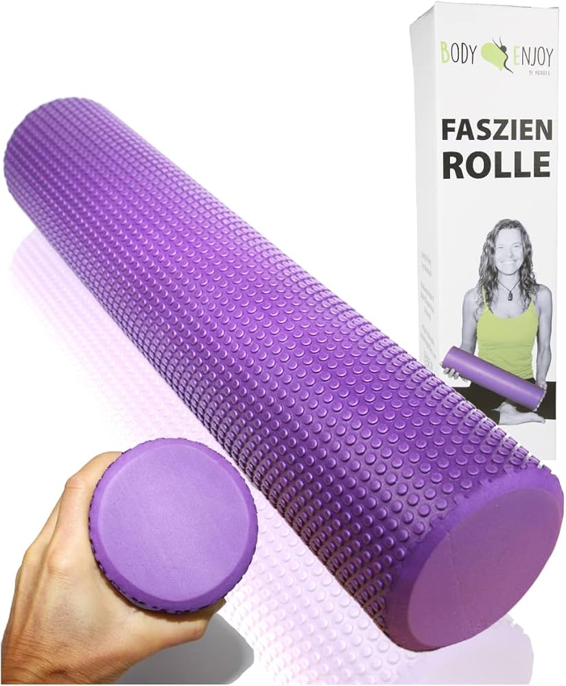 Problems Solved foam roller 3.75x16.5 inches for leg and back muscle recovery, showing textured surface for massage therapy.