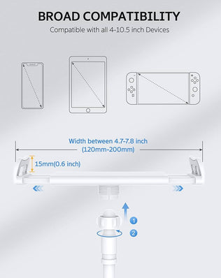 Flexible Problems Solved tablet and phone holder with 360-degree adjustable lazy arm stand for hands-free viewing.