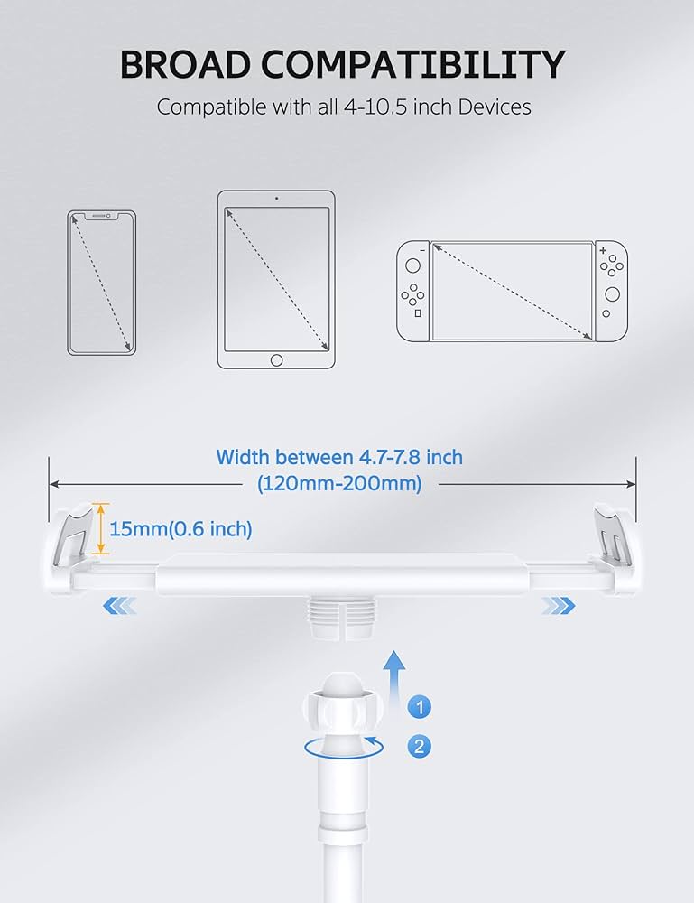 Flexible Problems Solved tablet and phone holder with 360-degree adjustable lazy arm stand for hands-free viewing.