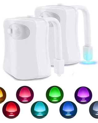 Wireless LED night light with motion sensor, RGB 16-color options, suitable for toilet and home lighting by Problems Solved