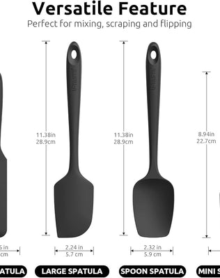 Silicone Spatula Set of 4: 315°C Heat-Resistant Flexible