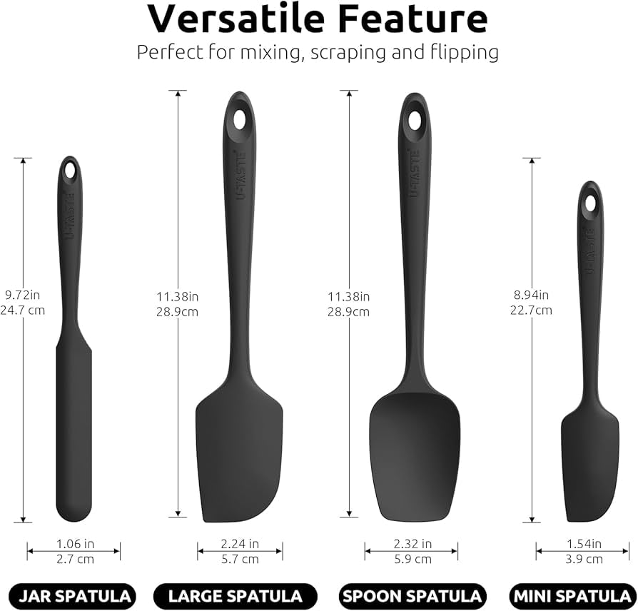 Silicone Spatula Set of 4: 315°C Heat-Resistant Flexible