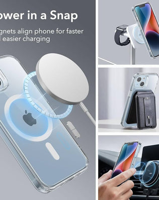 Problems Solved Magnetic Clear Case for iPhone 11 showing the shockproof, transparent design with MagSafe compatibility.