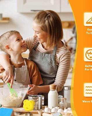 Kids safety knife set by Problems Solved, 17-piece children's kitchen knife set designed for real cooking and safe use.