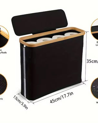 Foldable Toilet Paper Holder with Lid Large Capacity Space-Saving - Problems Solved