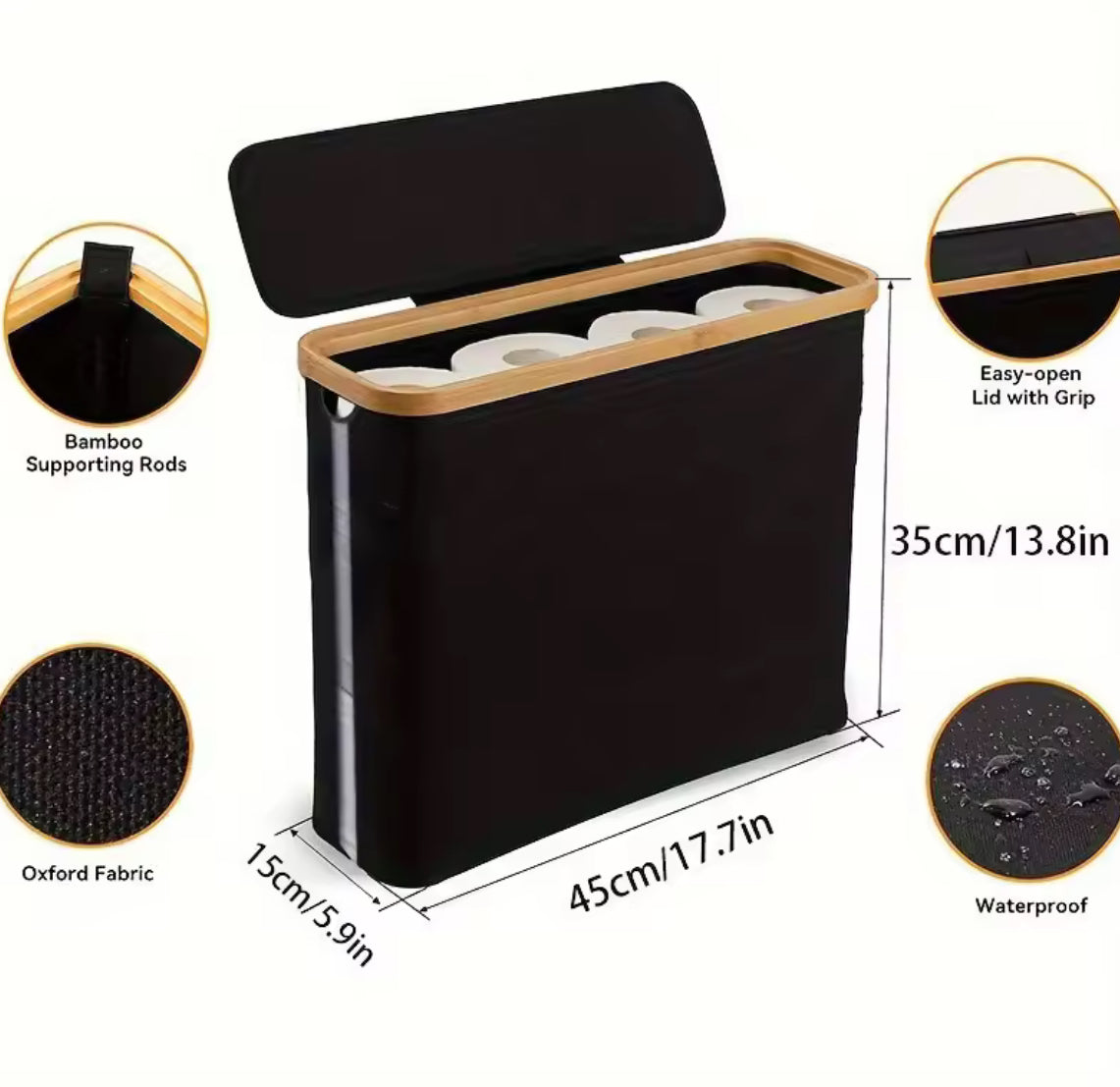 Foldable Toilet Paper Holder with Lid Large Capacity Space-Saving - Problems Solved