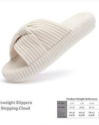 Slippers for Women Memory Foam House Bedroom Cord Bow Crossbands Slide