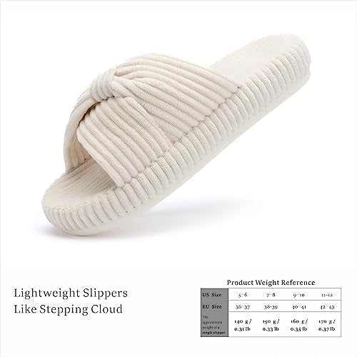 Slippers for Women Memory Foam House Bedroom Cord Bow Crossbands Slide