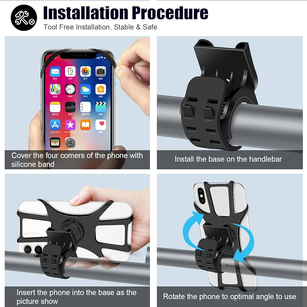 Problems Solved detachable bike phone holder mounted on a bicycle, universal motorcycle cell phone mount with 360º rotation.