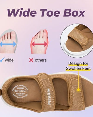 Wide Fit Open Toe Diabetic Sandals Edema Shoes Surgical Footwear With Adjustable Strap