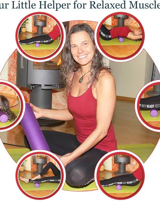 Problems Solved foam roller, Ø3.75"x16.5", for leg and back muscle recovery, featuring textured surface for massage and relief.