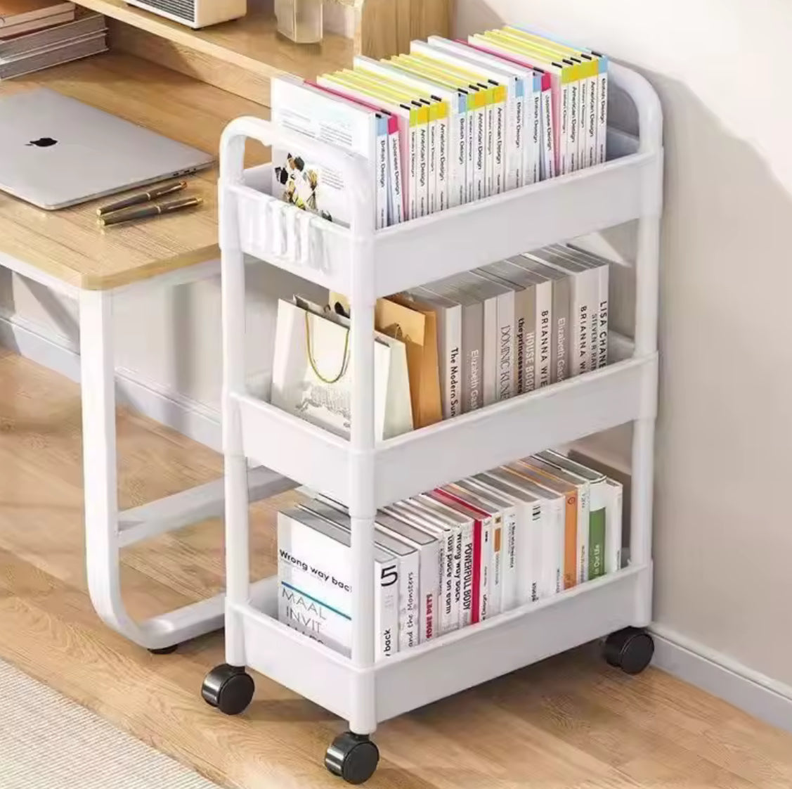 Problems Solved multi-layer small household storage cart with wheels, floor-to-floor design for organized home organization.
