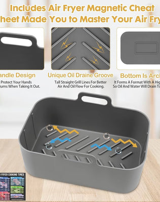 Reusable silicone air fryer liners for Ninja DZ550/DZ401, 10-quart basket, easy-to-clean, heat-resistant basket liners by Problems Solved.