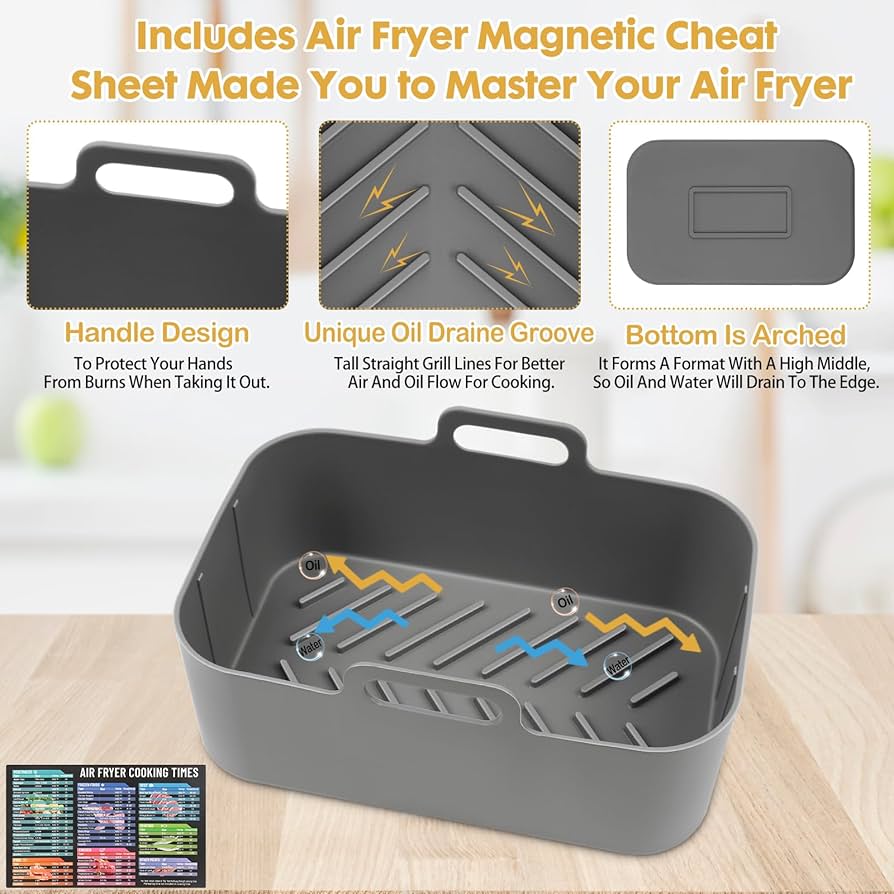Reusable silicone air fryer liners for Ninja DZ550/DZ401, 10-quart basket, easy-to-clean, heat-resistant basket liners by Problems Solved.