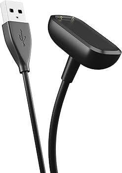 Problems Solved Fitbit Charge 6/5/Luxe smartwatch replacement charging cable, 3.3ft length, with USB connector and charging pins visible
