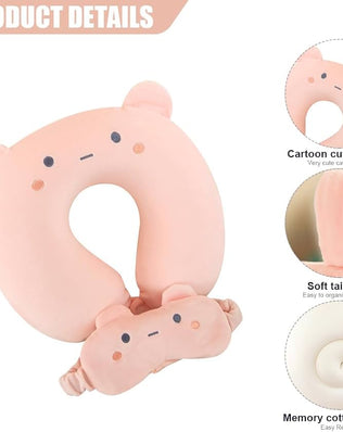 Travel Pillow Kids Travel Pillow with Sleep Eye Mask Cute Neck Pillow for Travel Soft Memory