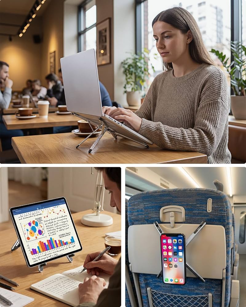 Portable Laptop Stand for Desk, Foldable Adjustable Computer Riser