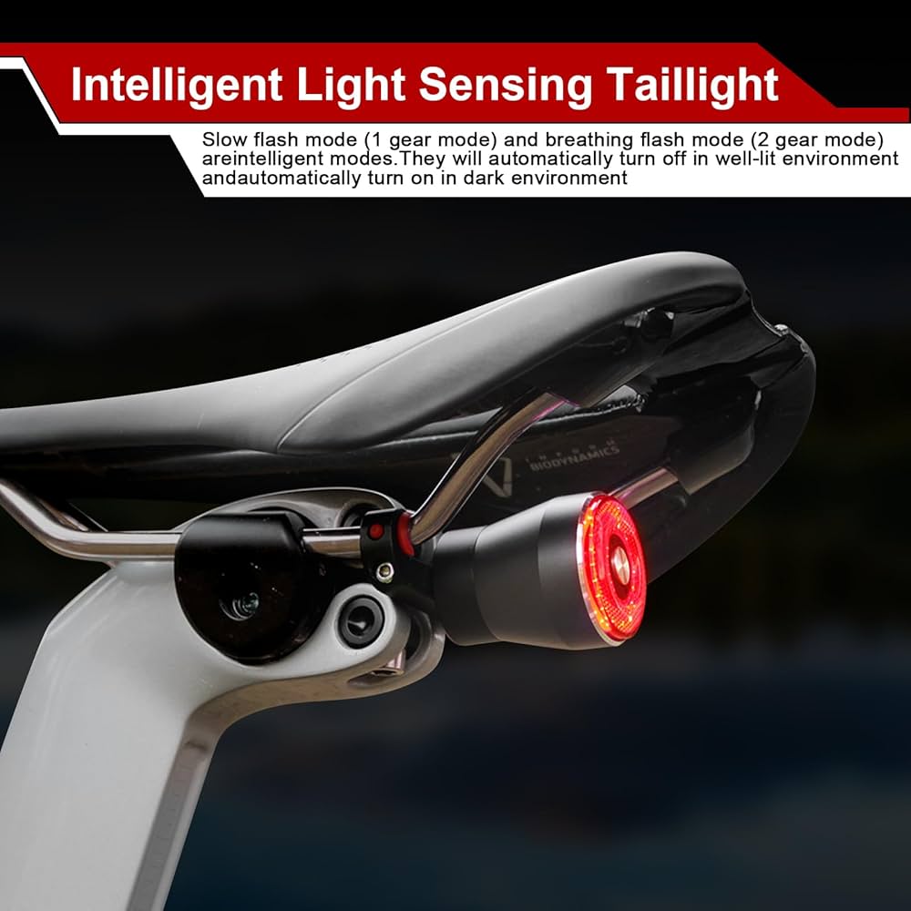 Ultra Bright Smart Bike Tail Light, USB Rechargeable Brake Sensing Bicycle Light