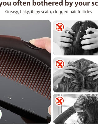 Dandruff Comb, Hollow Tooth, Detoxing, Scalp Psoriasis, Lice, Multifunctional, Brown