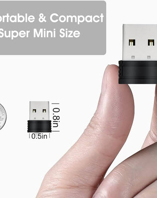 Problems Solved USB Mouse Jiggler with undetectable shaker for computers and laptops, showing the small device connected to a USB port