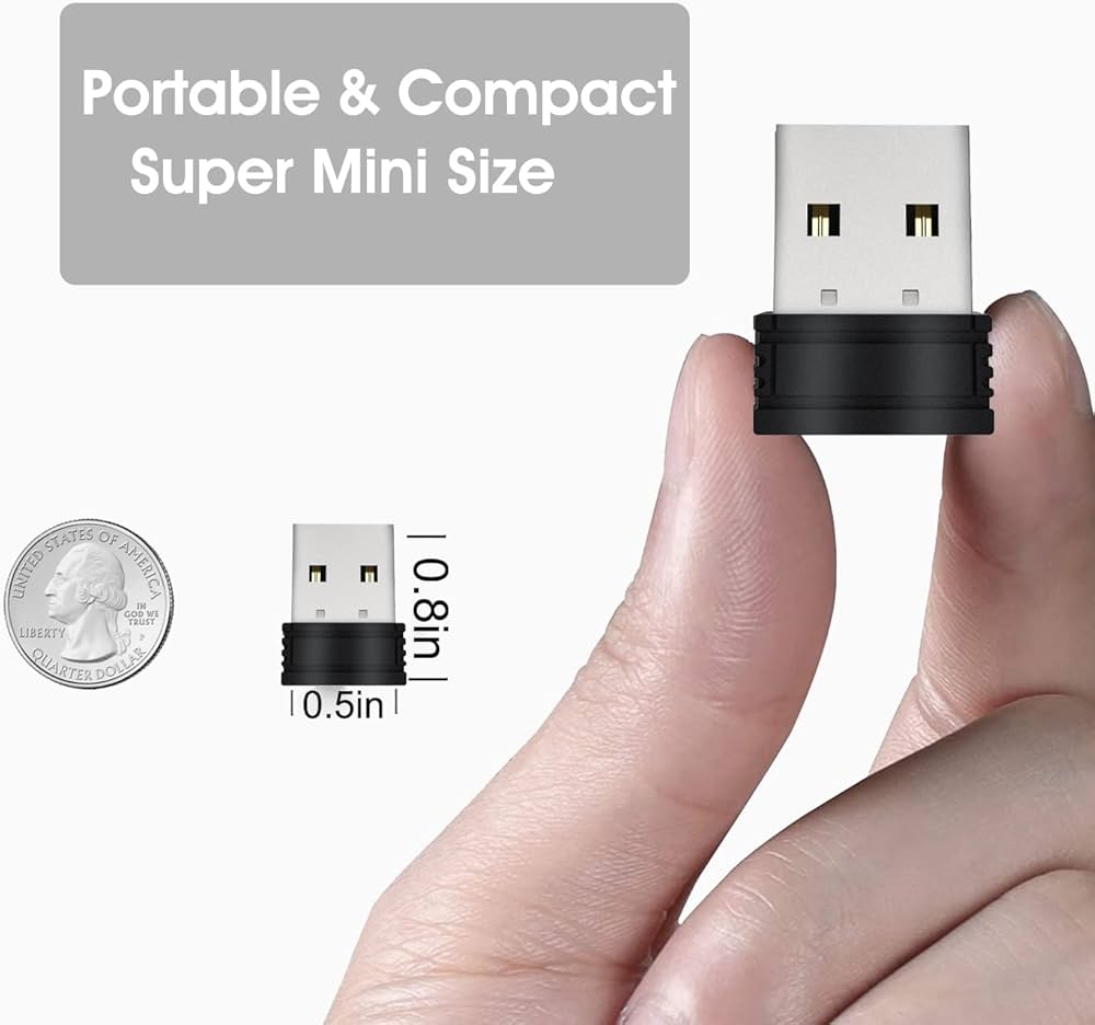 Problems Solved USB Mouse Jiggler with undetectable shaker for computers and laptops, showing the small device connected to a USB port
