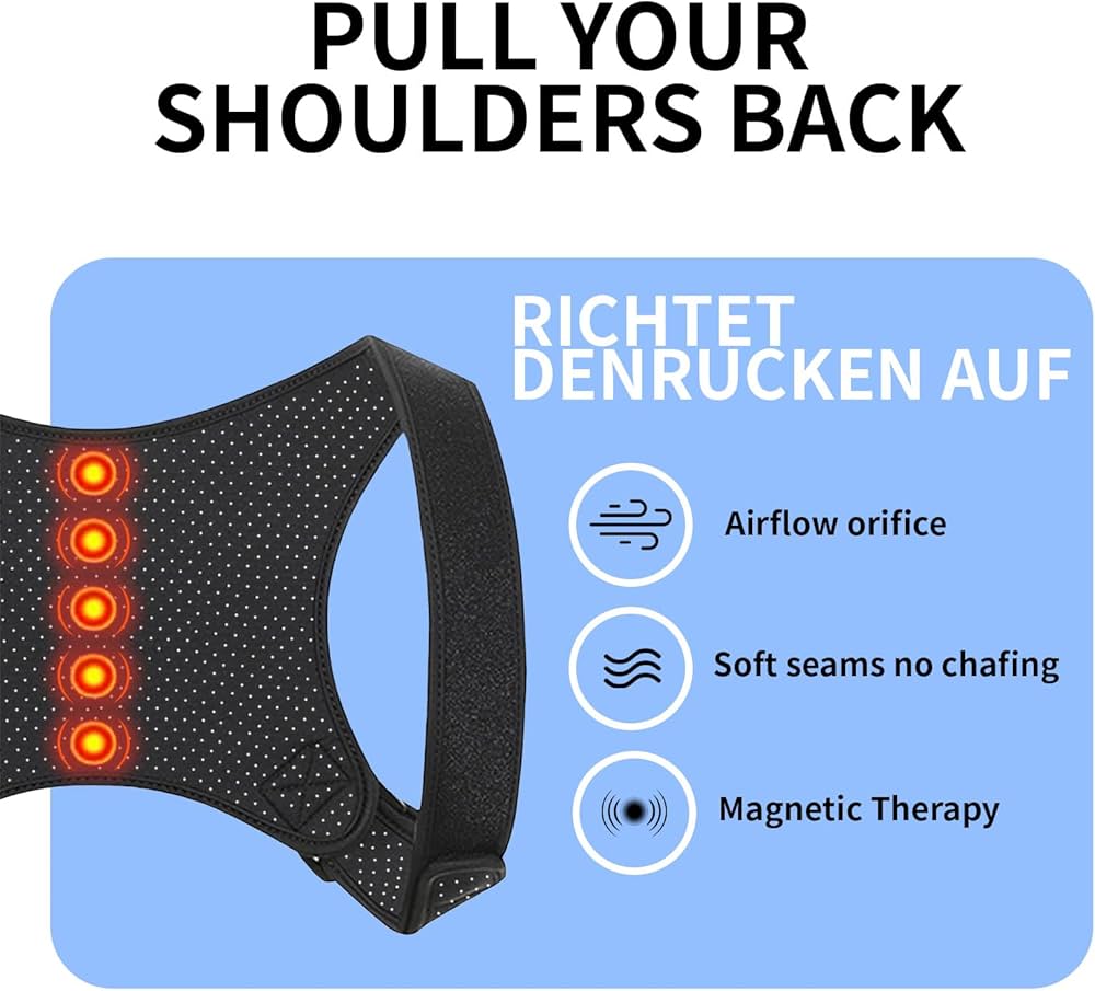 Problems Solved adjustable and breathable posture corrector back brace for improved spinal alignment and posture support.
