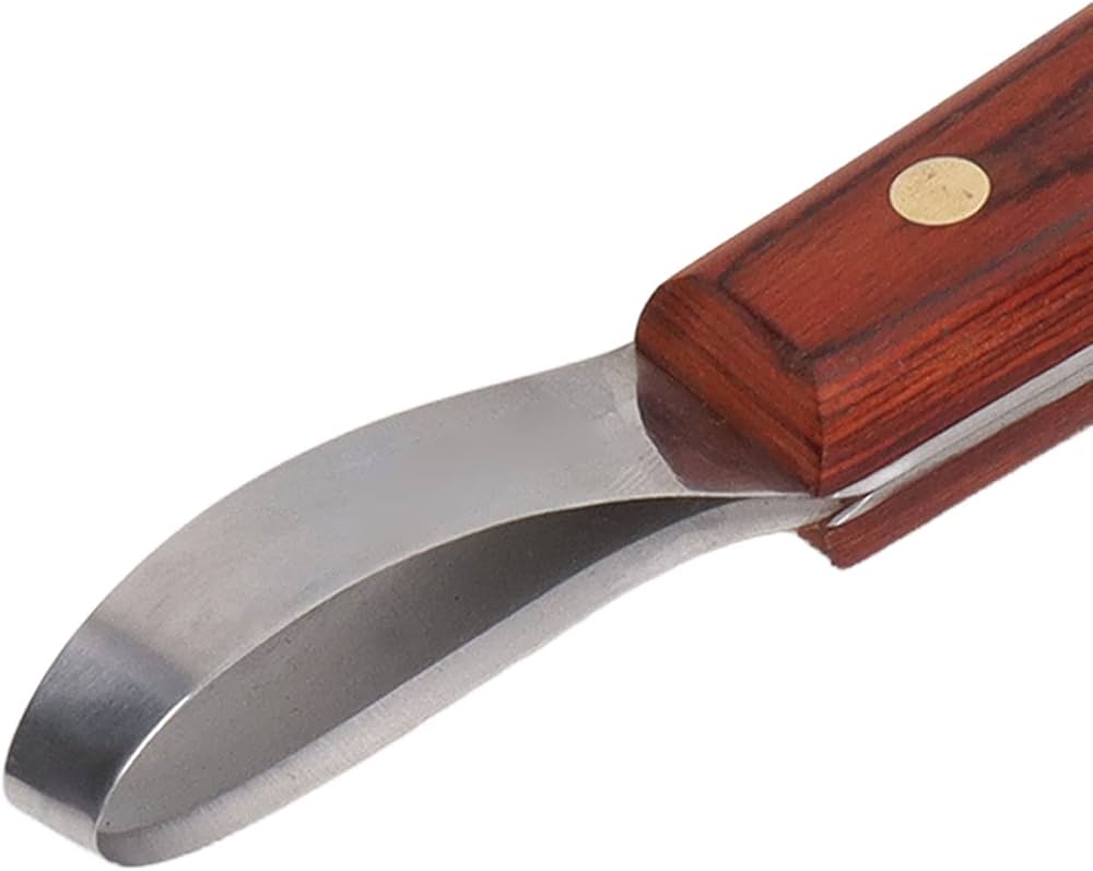 Hoof Knife, Hoof Cutting Knife with Wooden Handle, Farrier Tool for Horses