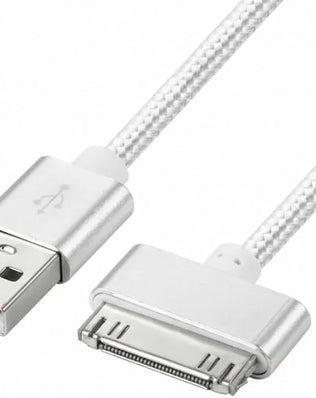 Problems Solved braided silver iPhone USB charger cable, 1 meter sync and data transfer lead with durable design