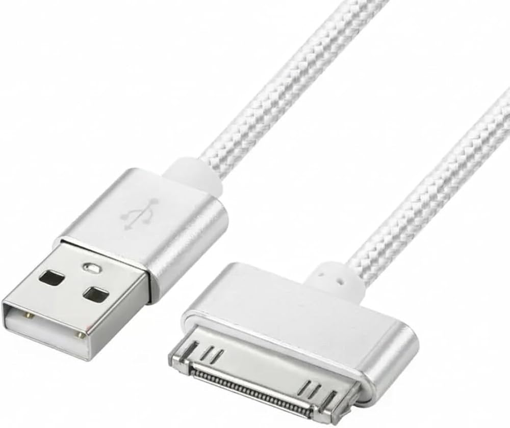 Problems Solved braided silver iPhone USB charger cable, 1 meter sync and data transfer lead with durable design