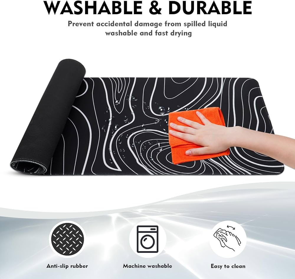 Problems Solved XXL gaming mouse mat with large 800x300mm surface, non-slip rubber base, ideal for desk and gaming setups