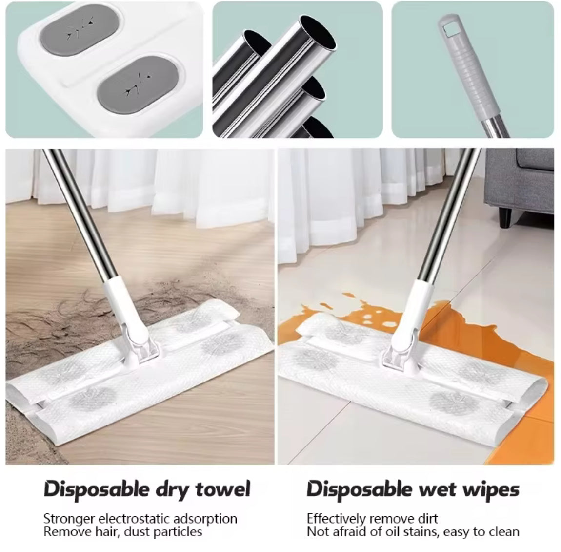 Electrostatic Flat Mop Rotatable Disposable Wash-free Mop - Problems Solved